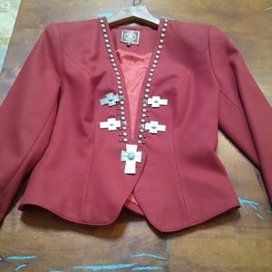 Double D Ranch Maroon Wool Cross & Studs Jacket